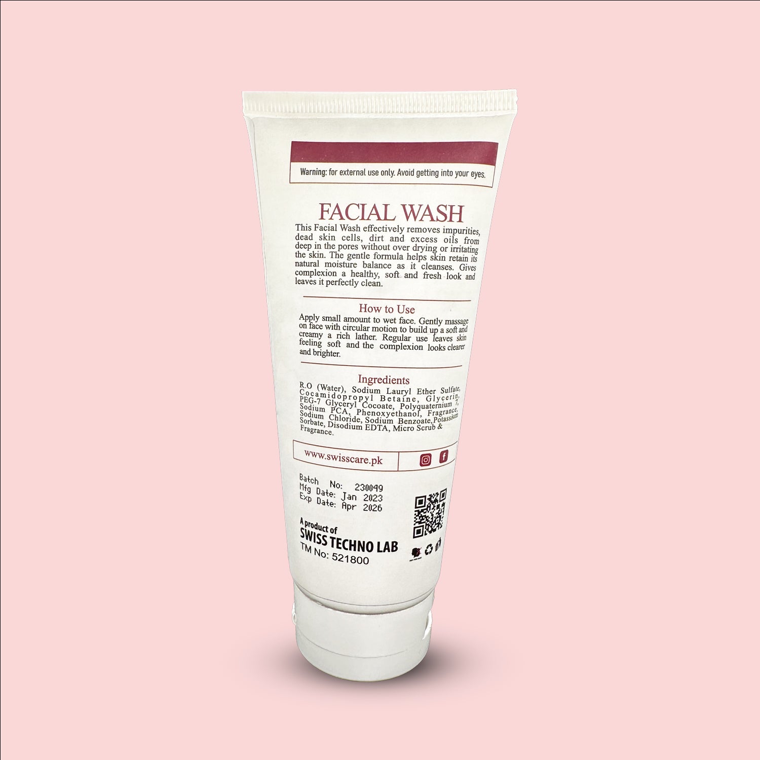 (Swiss Care Swiss Techno Lab) 3D Whitning Facial Wash Micro Scrub.