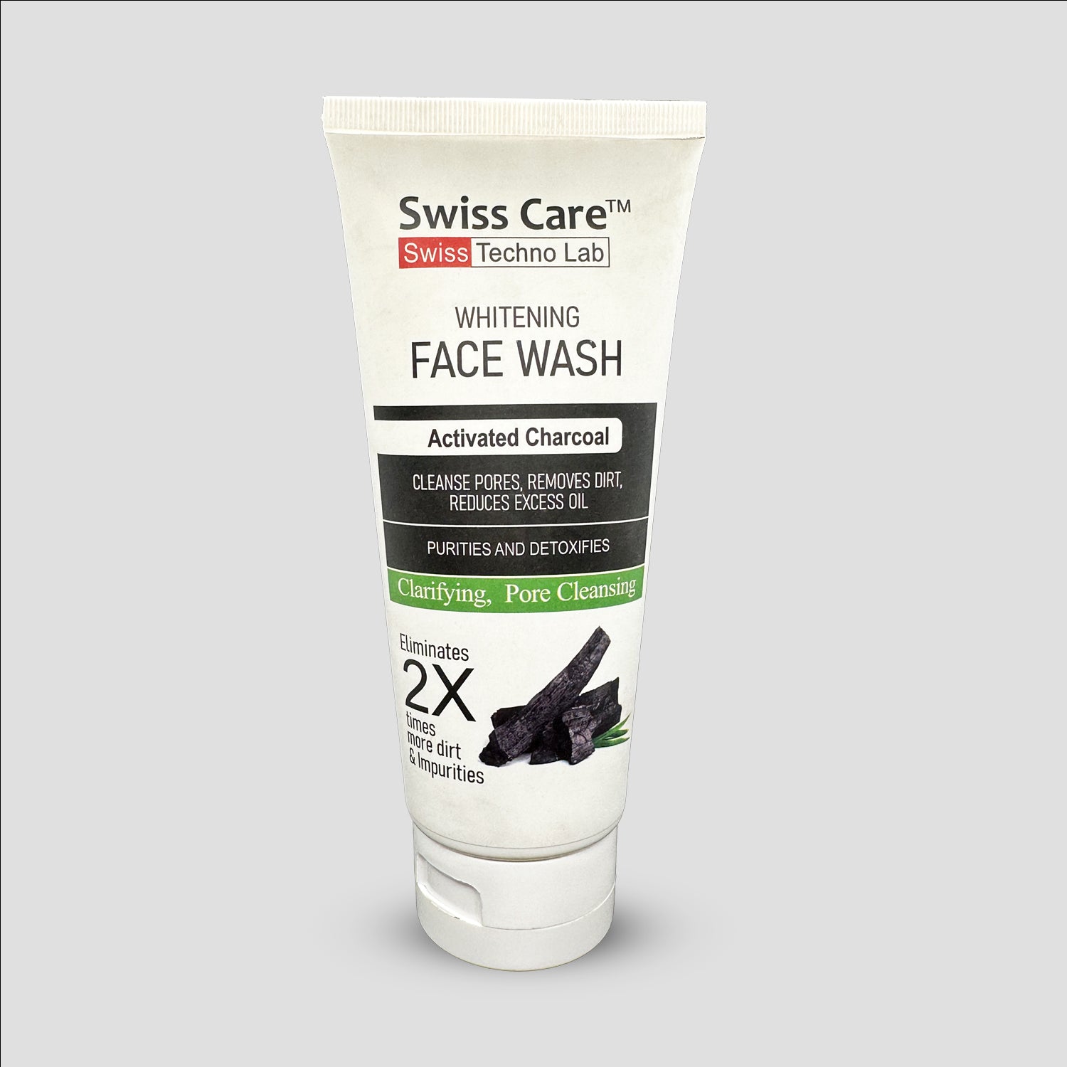 Swiss Care Swiss Techno Lab  WHITENING FACE WASH  Activated Charcoal  CLEANSE PORES